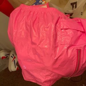 Hot pink leather skirt